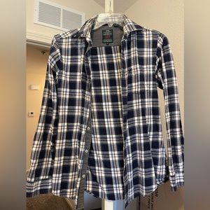 Navy plaid button up